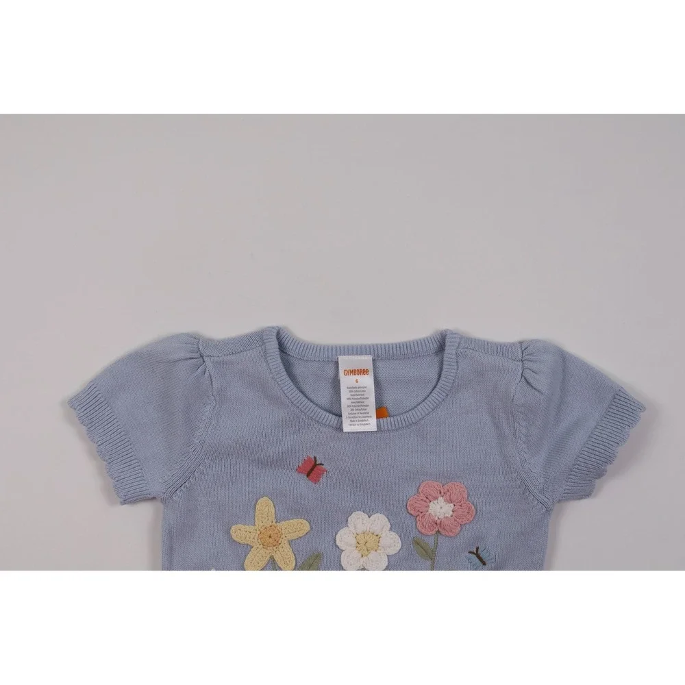 Gymboree Girls Tulle Dress Floral Knit Tutu Blue Size 6 NWT MSRP 50
